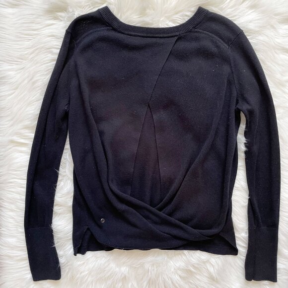 Lululemon Black Boolux Cashmere Tencel Bring It Backend Open Back Sweater - Picture 5 of 6